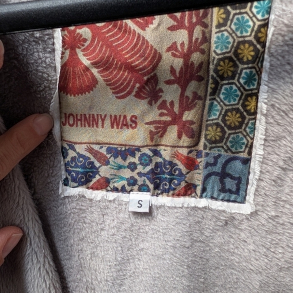 JOHNNY WAS 😍Multicolor Patchwork Hooded Cardigan Coat Kimono Sweater Size S - Picture 2 of 12